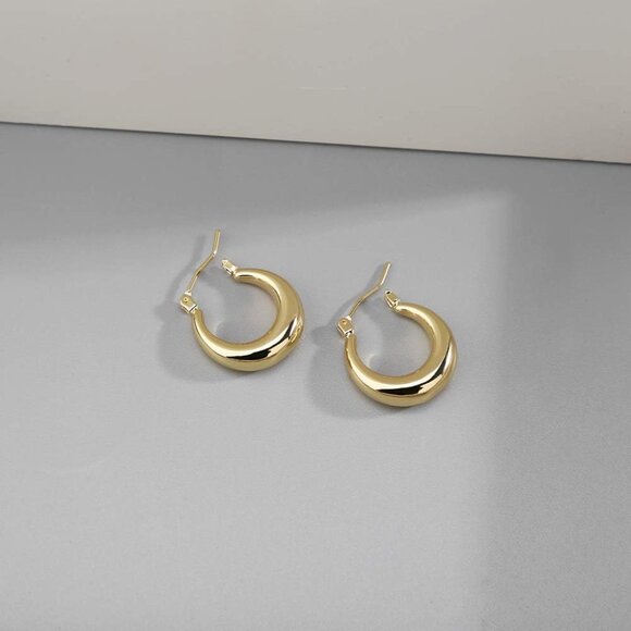 Chunky Gold Hoop Earrings for Women Hypoallergenic Minimalist Jewelry Gift - Picture 5 of 7